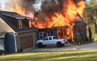 A picture of a raging house fire