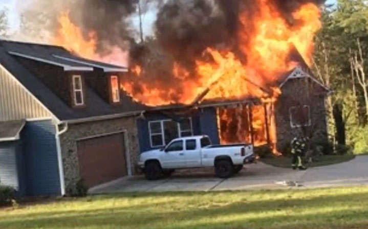 A picture of a raging house fire